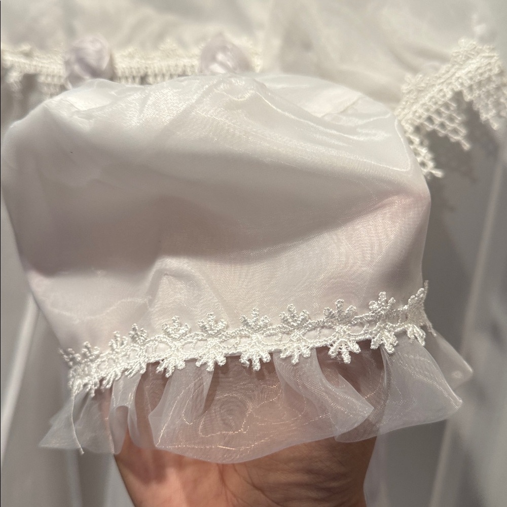 Baptism Christening White Dress with Floral Accents - Picture 9 of 11